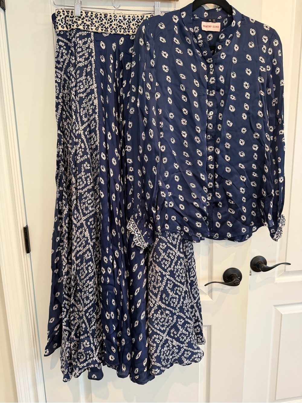 Navy Printed Maxi Skirt - Women's